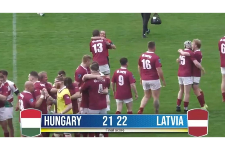 Latvijas regbisti trillera cienīgā spēlē izcīna uzvaru pār Ungāriju