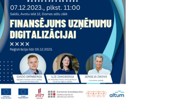 Saldū norisināsies pasākums uzņēmējiem “Finansējums uzņēmumu digitalizācijai”