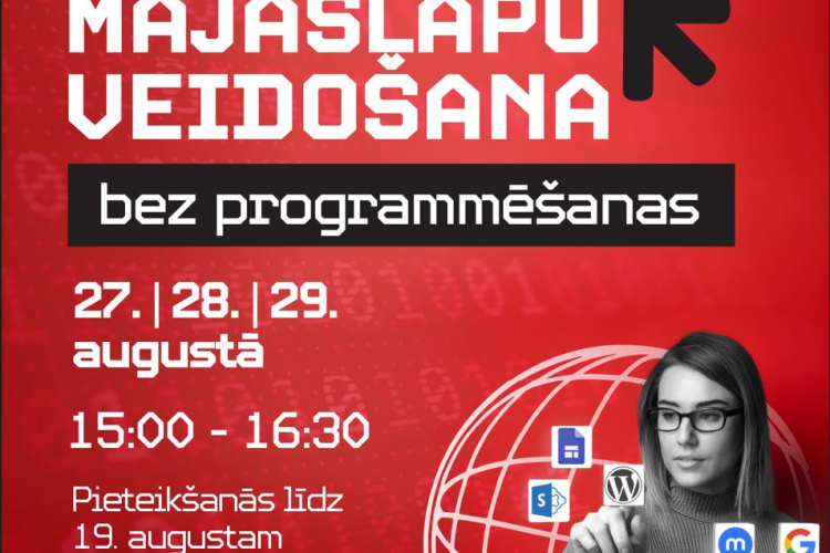 Ventspils Digitālais centrs aicina pedagogus tiešsaistē apgūt kursu  "Mājaslapu veidošana bez programmēšanas"