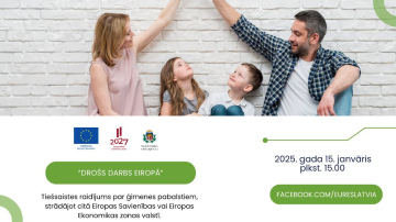 15. janvārī būs skatāms NVA EURES tiešsaistes raidījums  par ģimenes pabalstiem Eiropas Savienībā